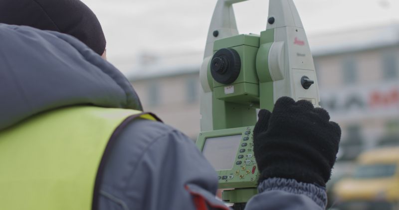Boundary Surveying Equipment in Use